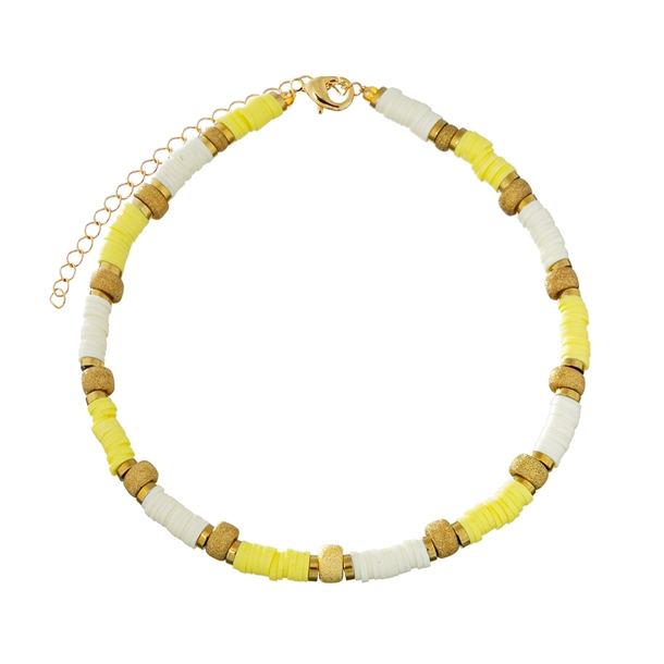 Colar Beads Hematitas Off White e Amarelo