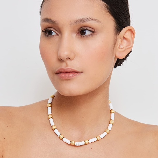 Colar Beads Hematitas Off White