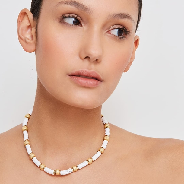 Colar Beads Hematitas Off White