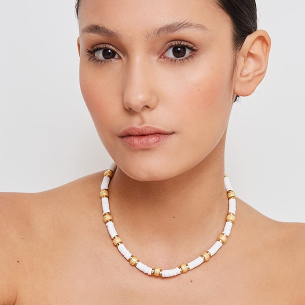 Colar Beads Hematitas Off White