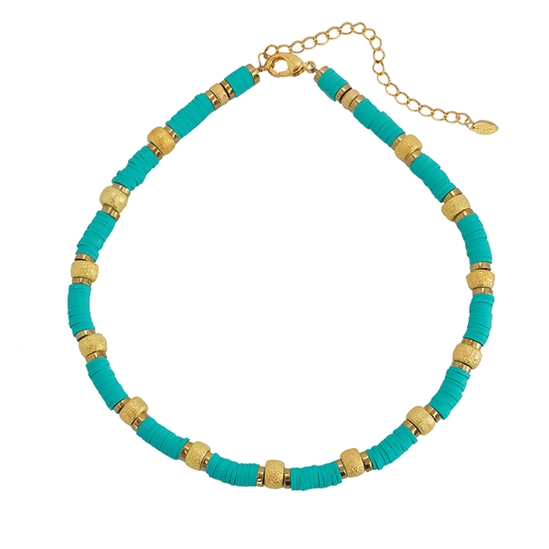 Colar Beads Hematitas Turquesa
