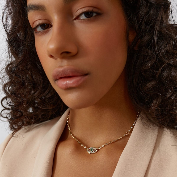 Choker Olho Grego Zircônia Cristal