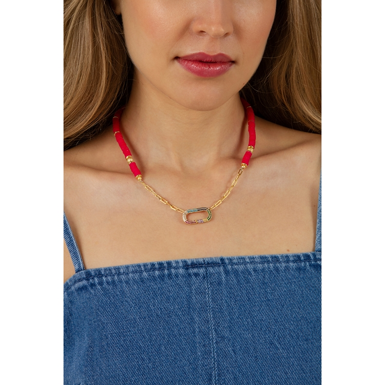 Colar Beads Melancia Clasp Retângulo