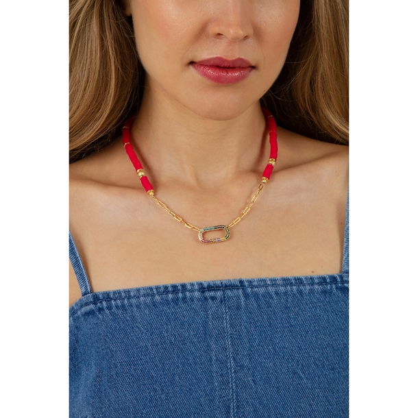 Colar Beads Melancia Clasp Retângulo