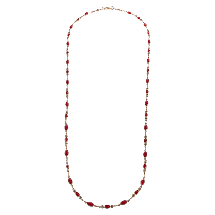 Colar Longo Navete Coral