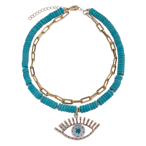 Colar Eye Howlita e Correntes