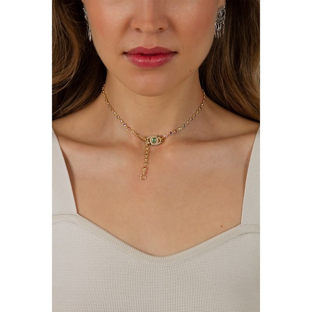 Choker Olho Grego Zircônia Rainbow