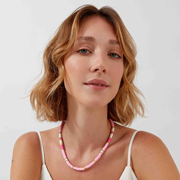 Colar Beads Rosa Candy