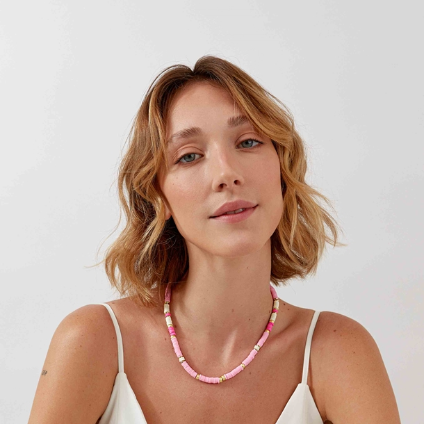 Colar Beads Rosa Candy