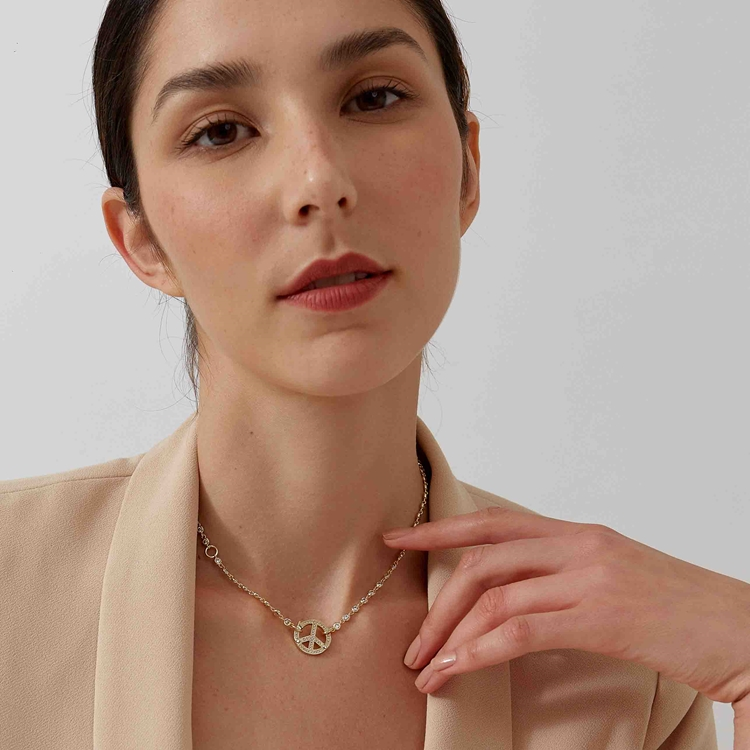 Colar Choker Peace Zircônia Cristal