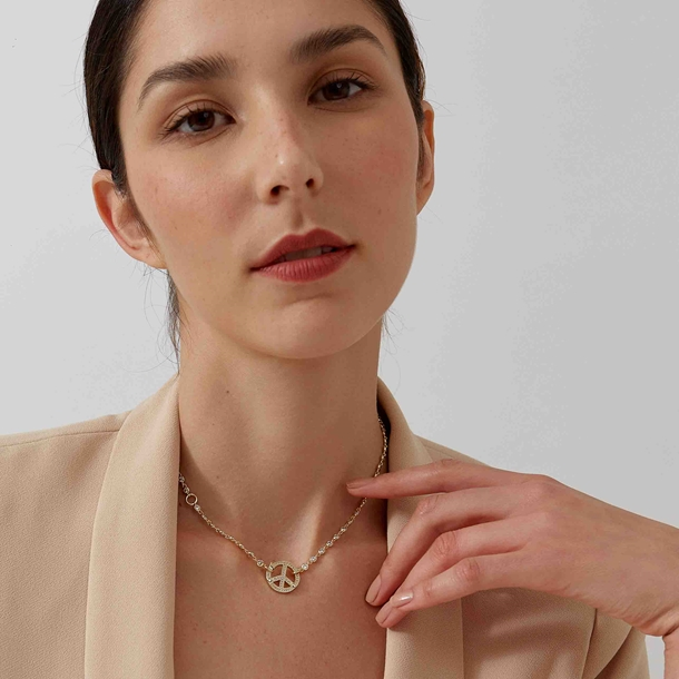 Colar Choker Peace Zircônia Cristal