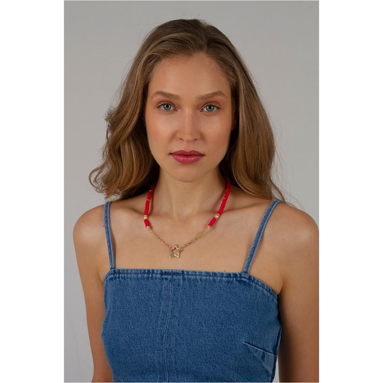 Colar Beads Melancia Clasp  Estrela
