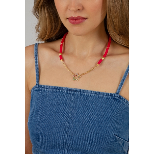 Colar Beads Melancia Clasp  Estrela
