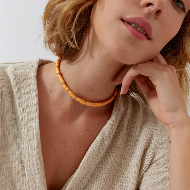 Colar Beads Hematitas Laranja