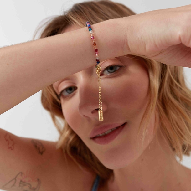 Pulseira Lucky Charm Zircônia Tangerina Sorte