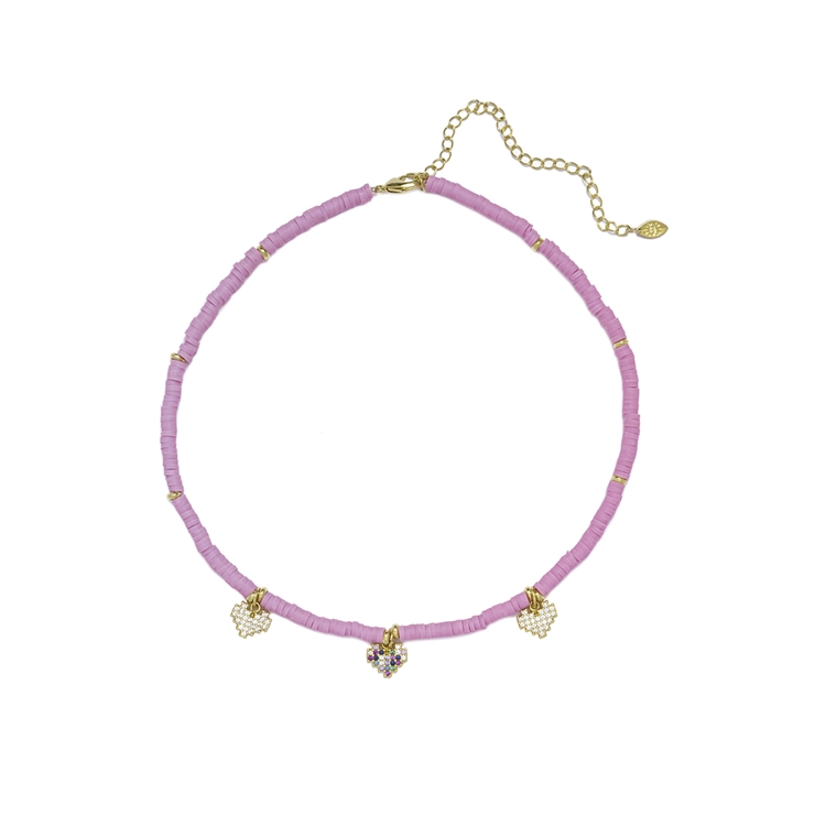Colar Beads Pingentes Corações