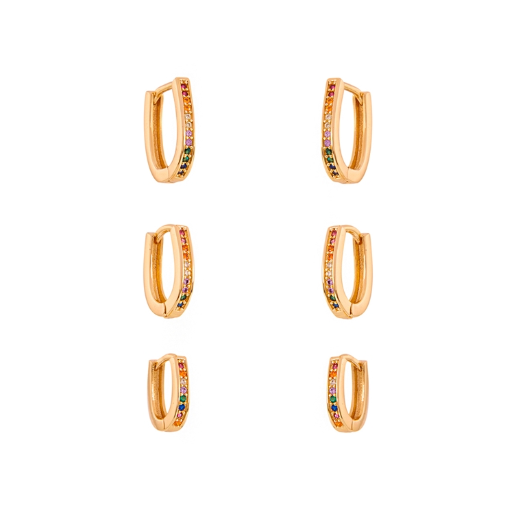 Argolas Kit Zircônias Oval Rainbow