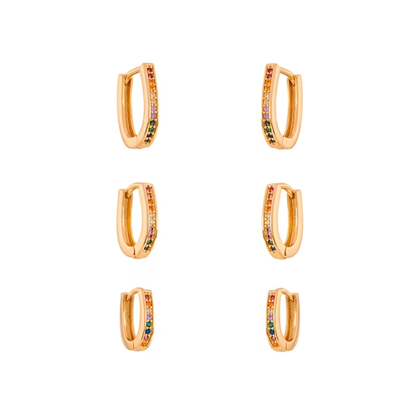 Argolas Kit Zircônias Oval Rainbow