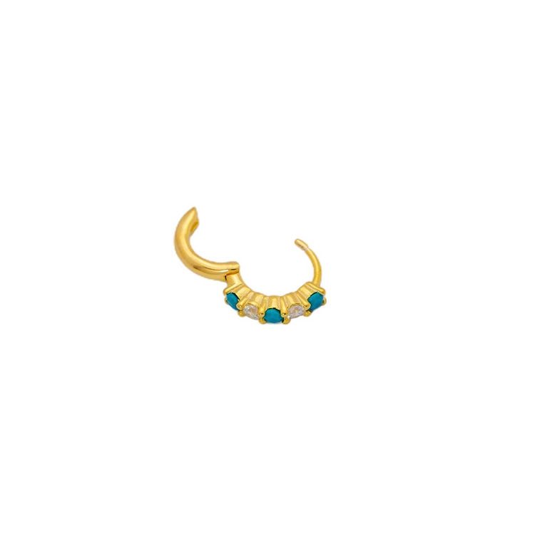 Brinco Piercing Argolinha Spark com Turquesa