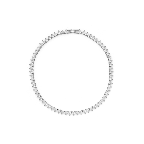 Colar Riviera Jade Cravejada de Zircônias Coração Cristal 38cm