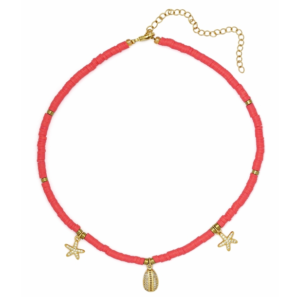 Colar Beads Tangerina Búzios Cravejado
