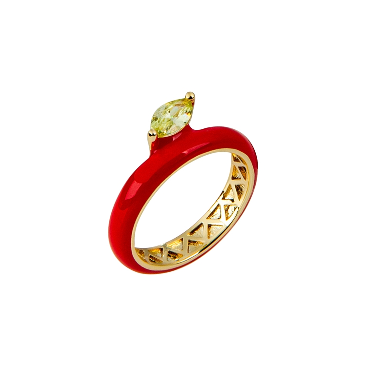Anel Esmaltado Zircônias Lapidadas