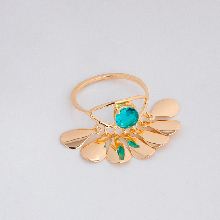 Anel Olho Grego e Tachinhas Zircônia  Topazio Sky