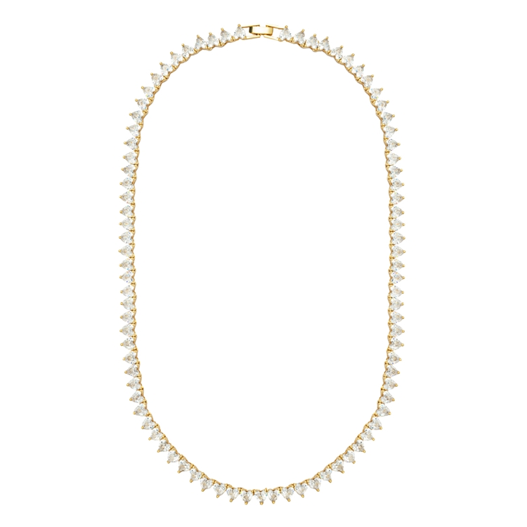 Colar Riviera Jade Cravejada de Zircônia Coração Cristal 46cm