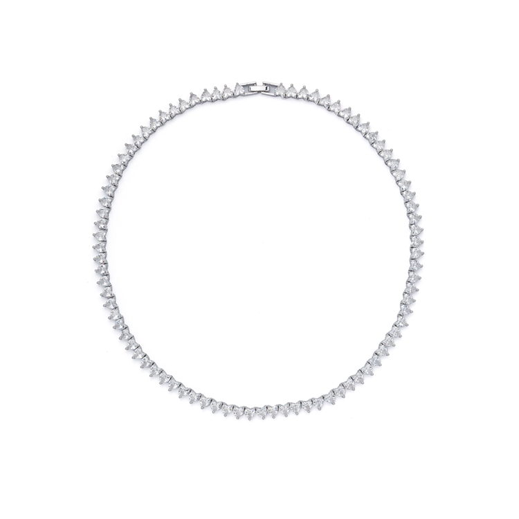 Colar Riviera Jade Cravejada de Zircônia Coração Cristal 46cm