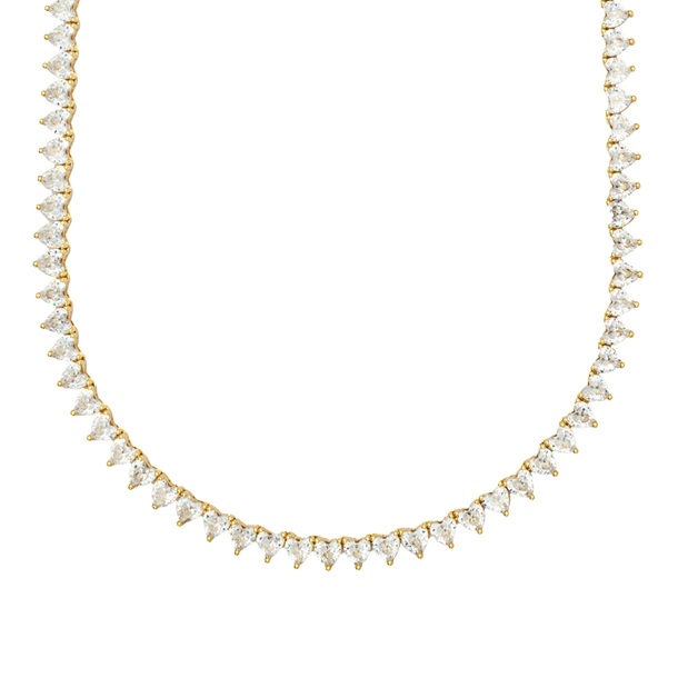 Colar Riviera Jade Cravejada de Zircônia Coração Cristal 46cm