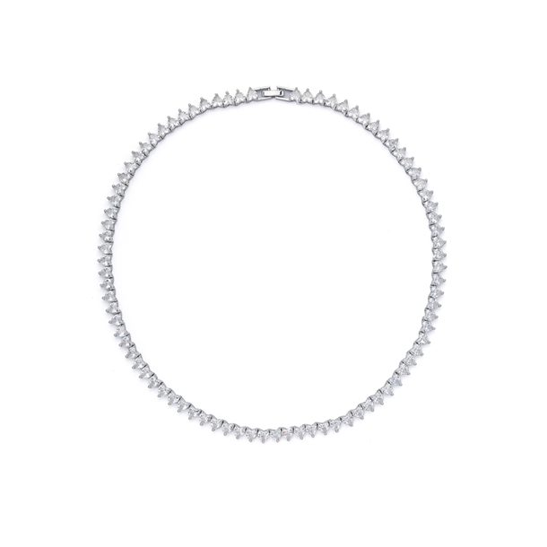 Colar Riviera Jade Cravejada de Zircônia Coração Cristal 46cm