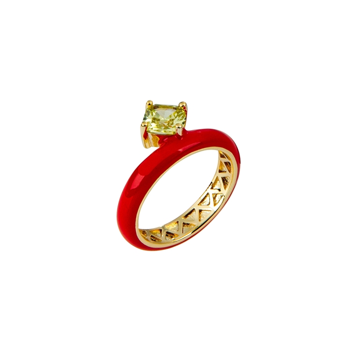 Anel Esmaltado Zircônias Lapidadas
