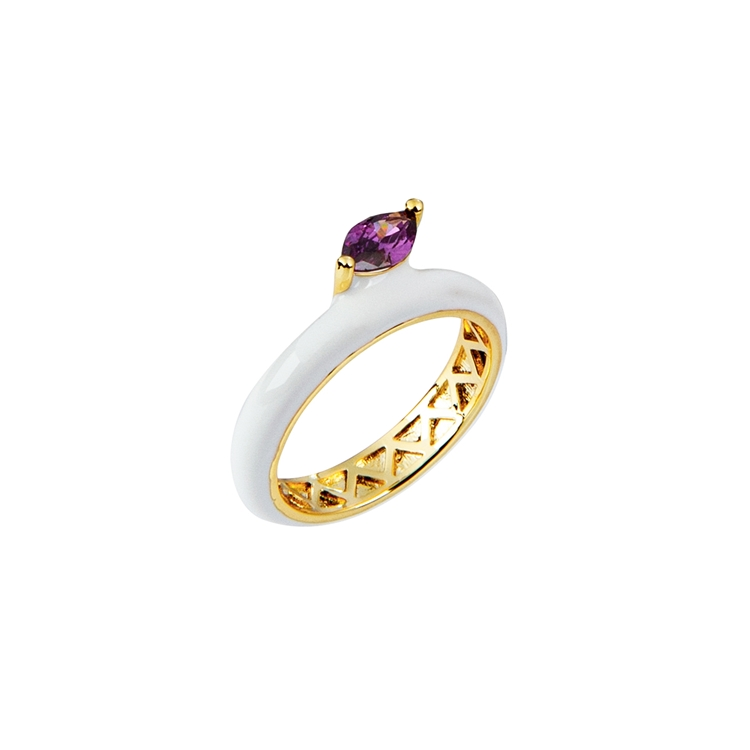 Anel Esmaltado Zircônias Lapidadas