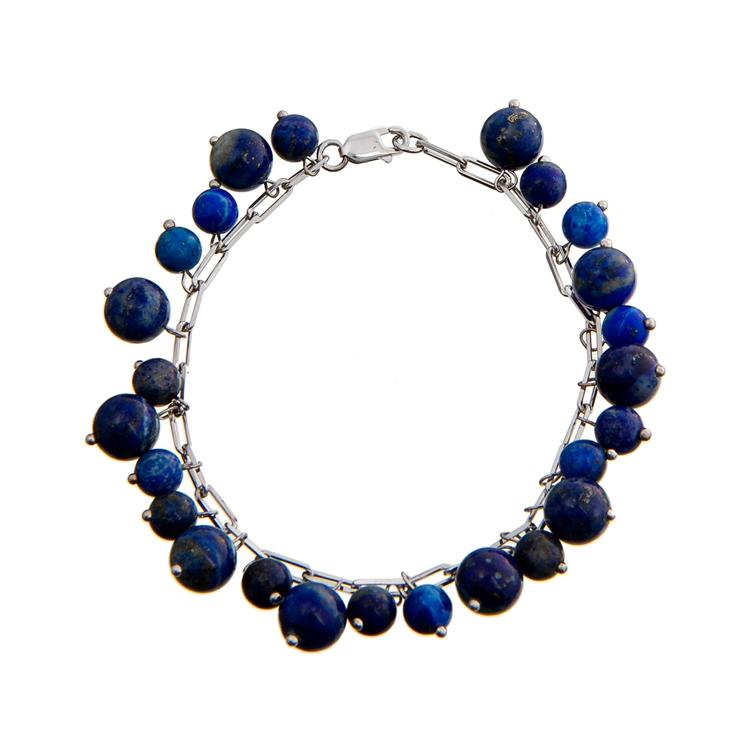 Pulseira Corrente Cadeado Lápis Lazuli