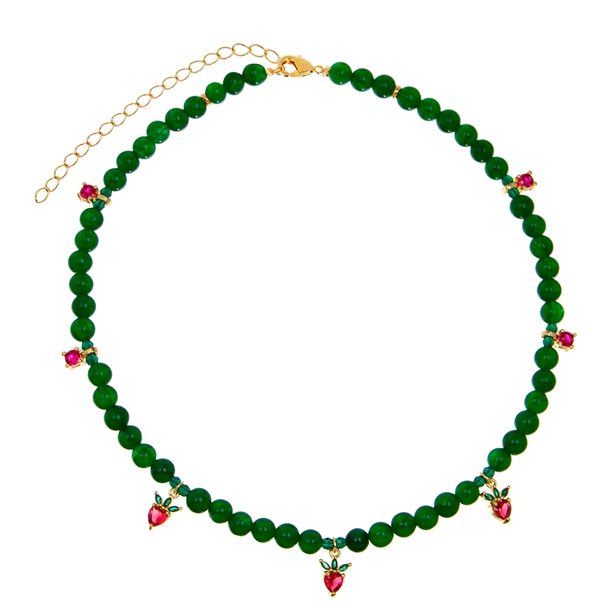 Colar Jade & Fruta Morango