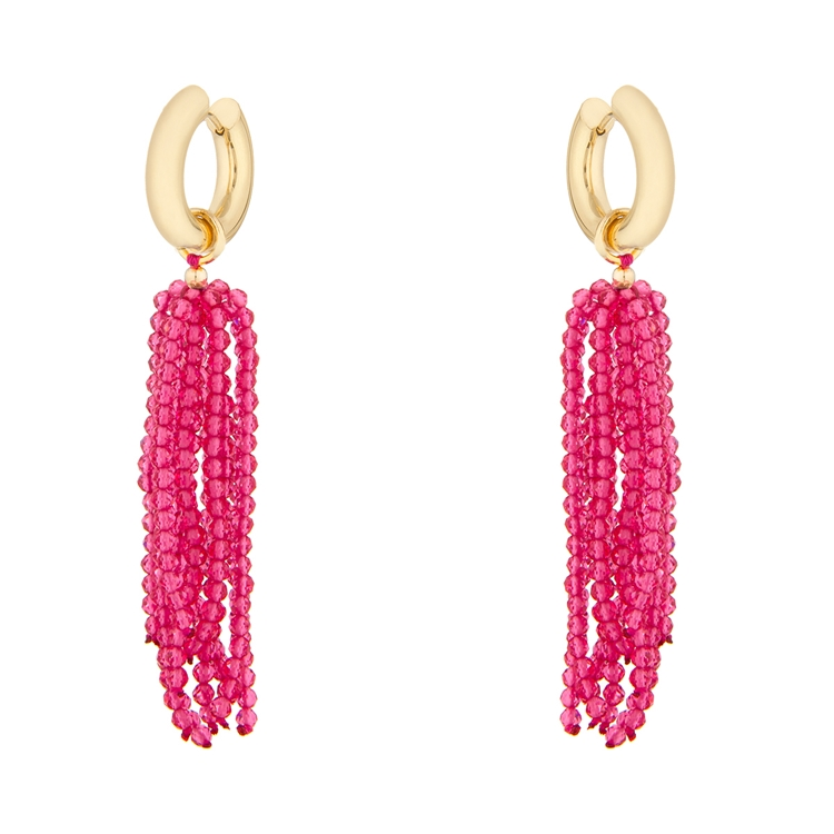 Brinco Chuva Zircônia Rosa Coríndon