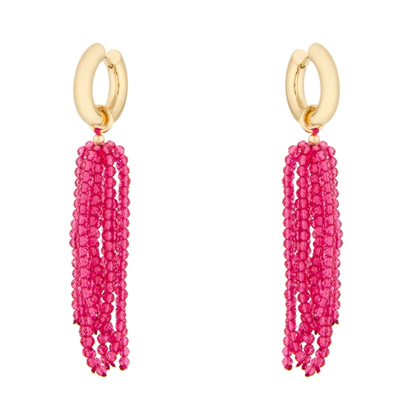 Brinco Chuva Zircônia Rosa Coríndon