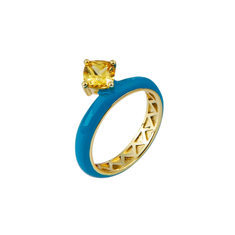 Anel Esmaltado Zircônias Lapidadas