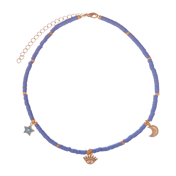 Colar Beads Olho e Estrelas Azul Celeste