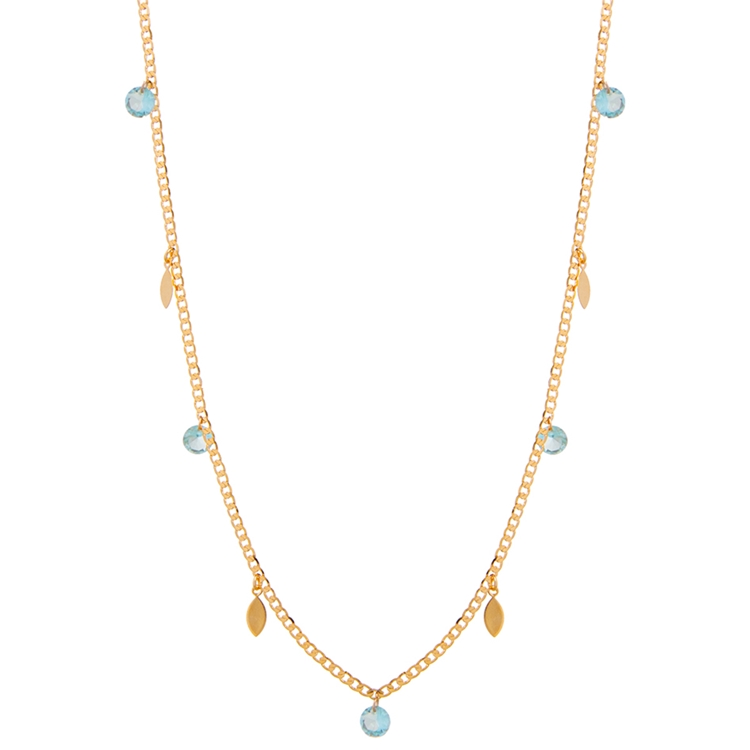 Colar  Folhas e Zircônias Azul