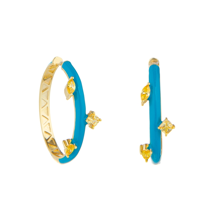 Argola  Esmaltada  Zircônias Lapidadas