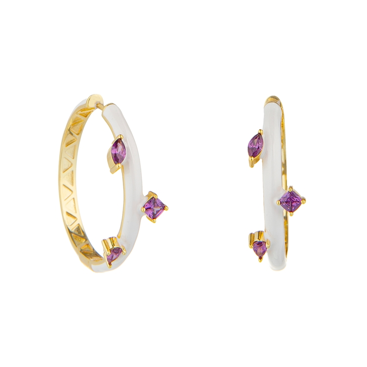 Argola  Esmaltada  Zircônias Lapidadas