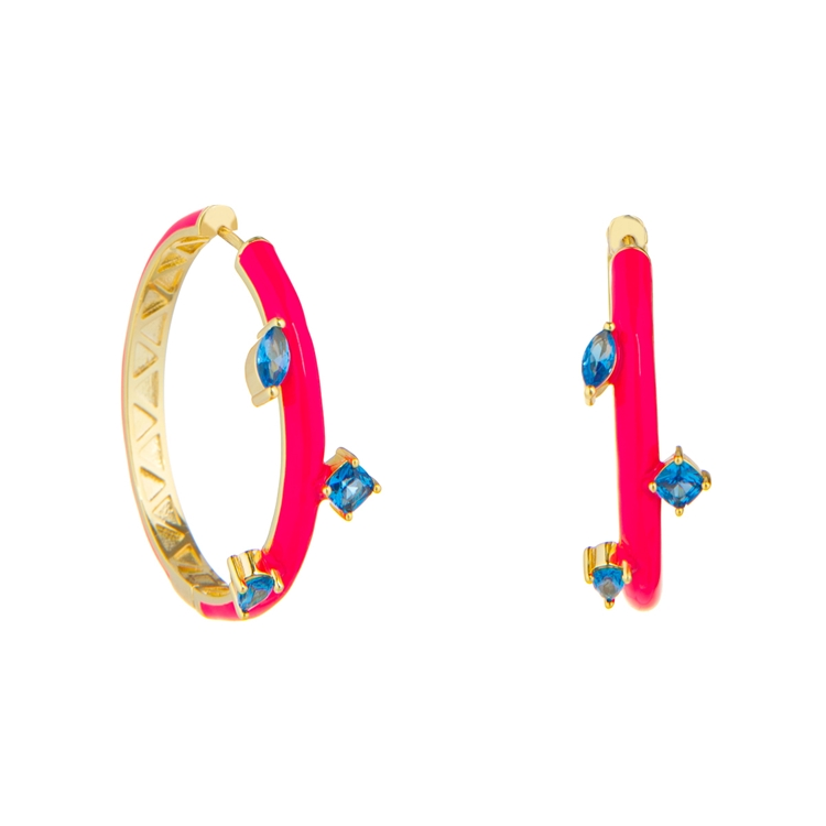 Argola  Esmaltada  Zircônias Lapidadas