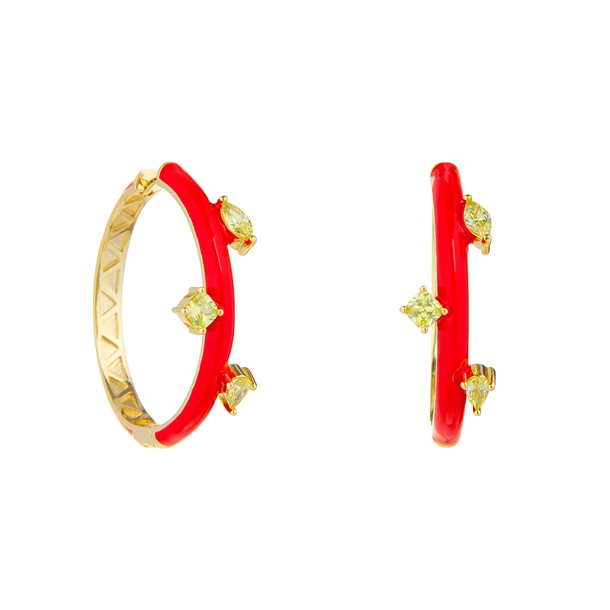 Argola  Esmaltada  Zircônias Lapidadas