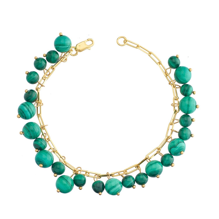 Pulseira Corrente Cadeado Malaquita