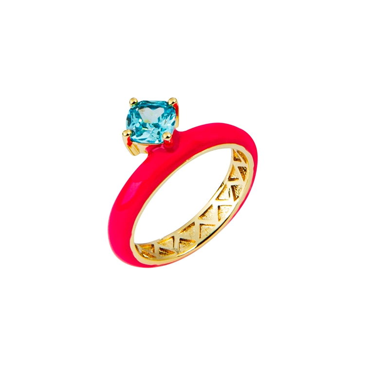 Anel Esmaltado Zircônias Lapidadas
