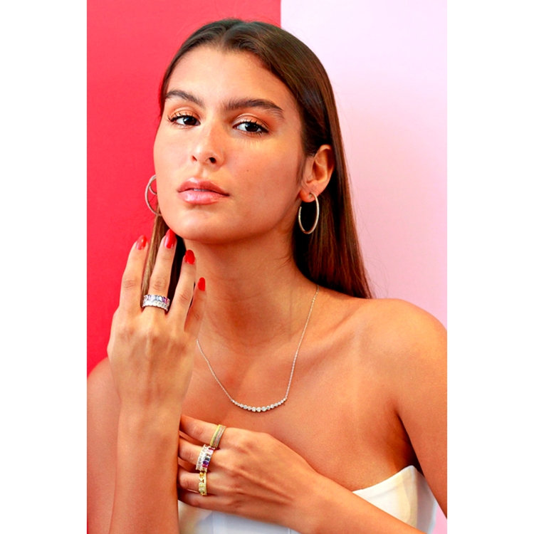 Anel Baguete Zircônia Cristal