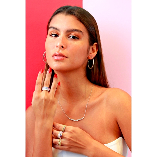 Anel Baguete Zircônia Cristal