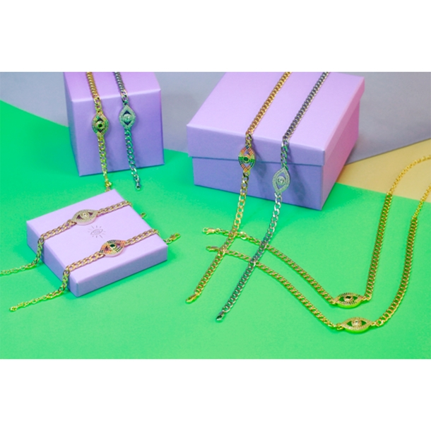 Colar Choker Olho Grego Zircônias