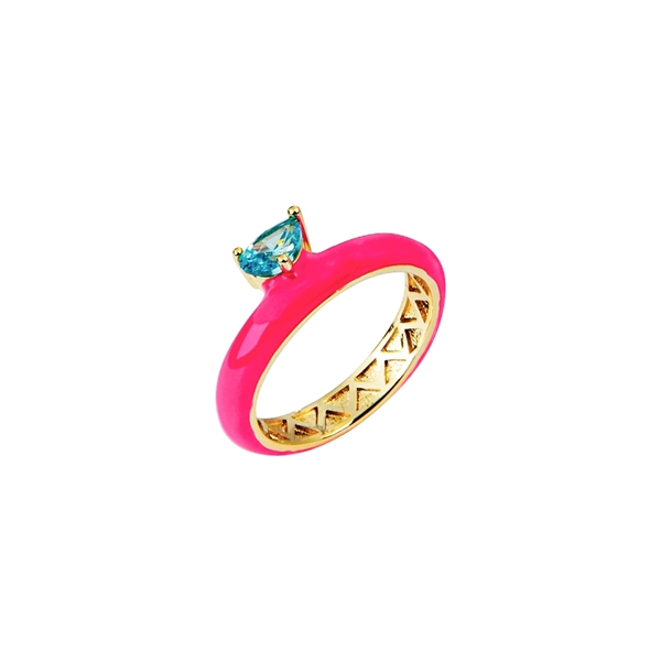 Anel Esmaltado Zircônias Lapidadas